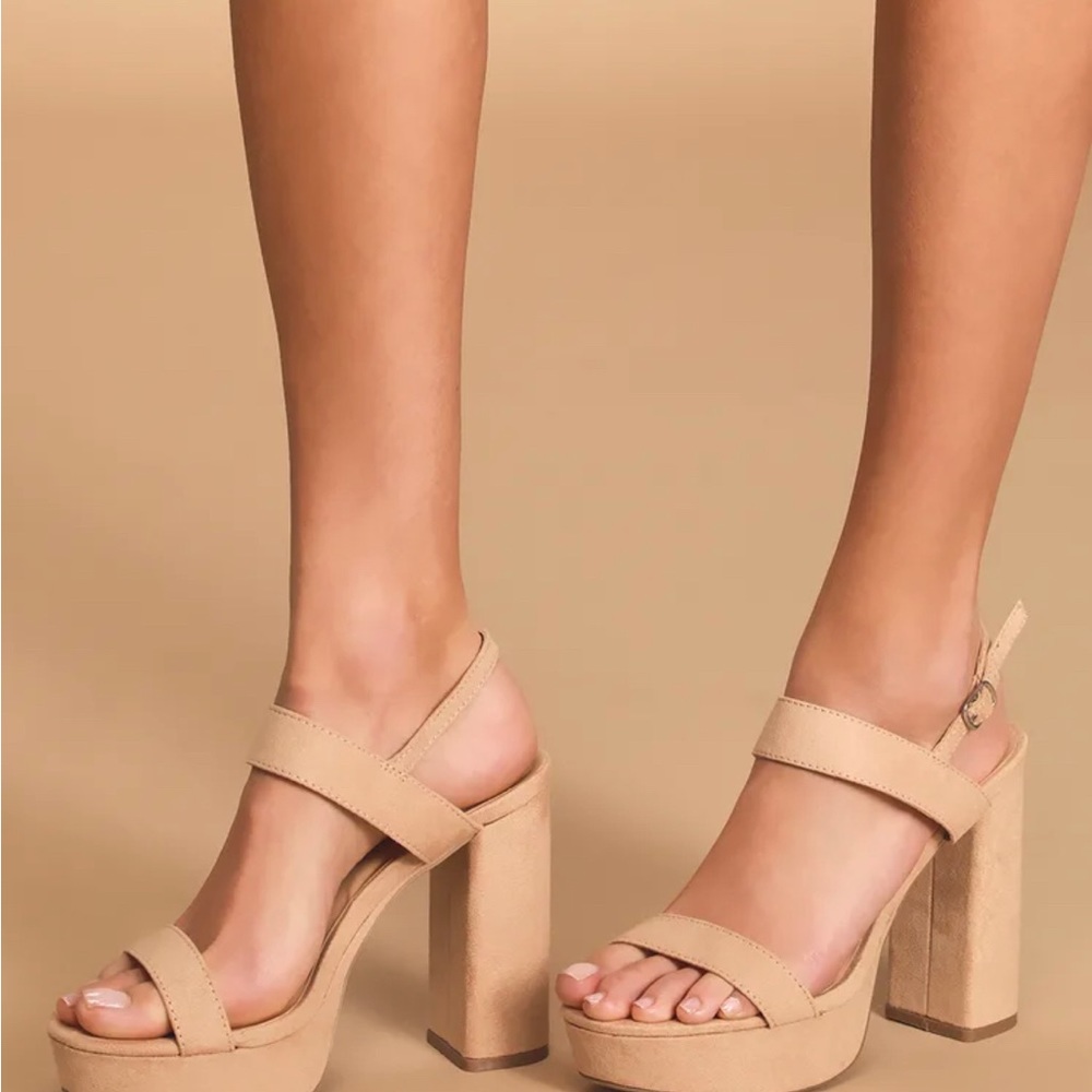 Acee Natural Suede Platform Heels